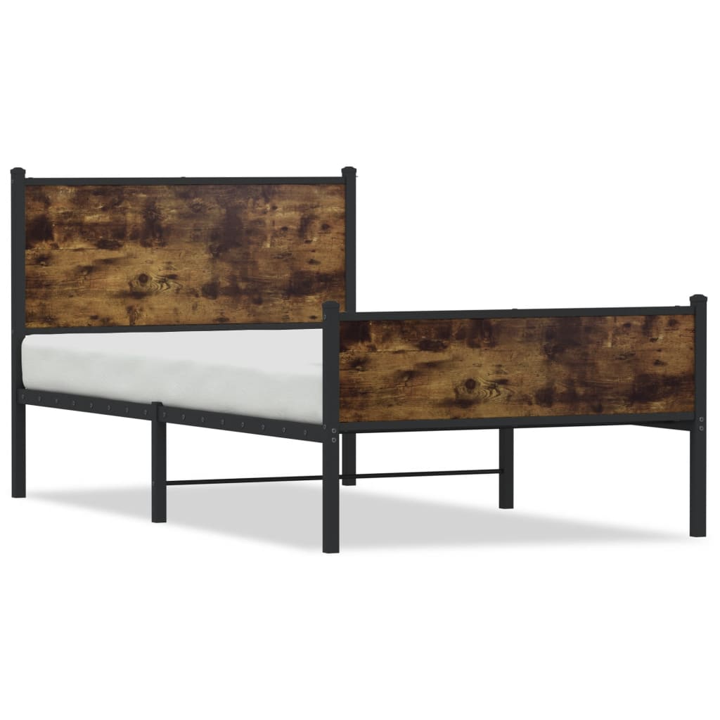 Vidaxl bedframe zonder matras metaal gerookt eikenkleurig 100x190 cm
