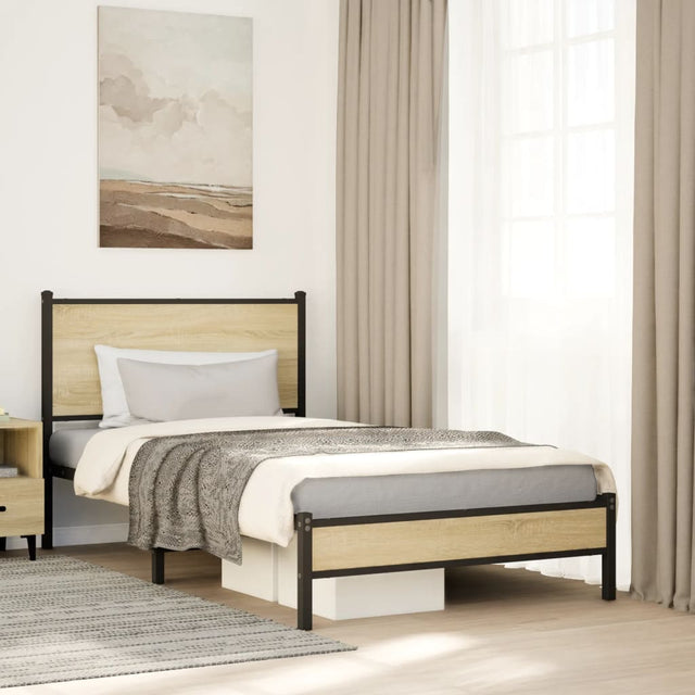 Vidaxl bedframe zonder matras metaal sonoma eikenkleurig 100x190 cm