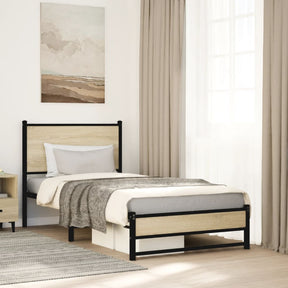 Vidaxl bedframe zonder matras metaal sonoma eikenkleurig 90x200 cm