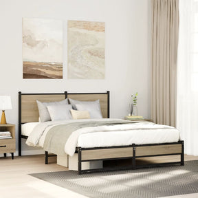Vidaxl bedframe zonder matras metaal sonoma eikenkleurig 137x190 cm