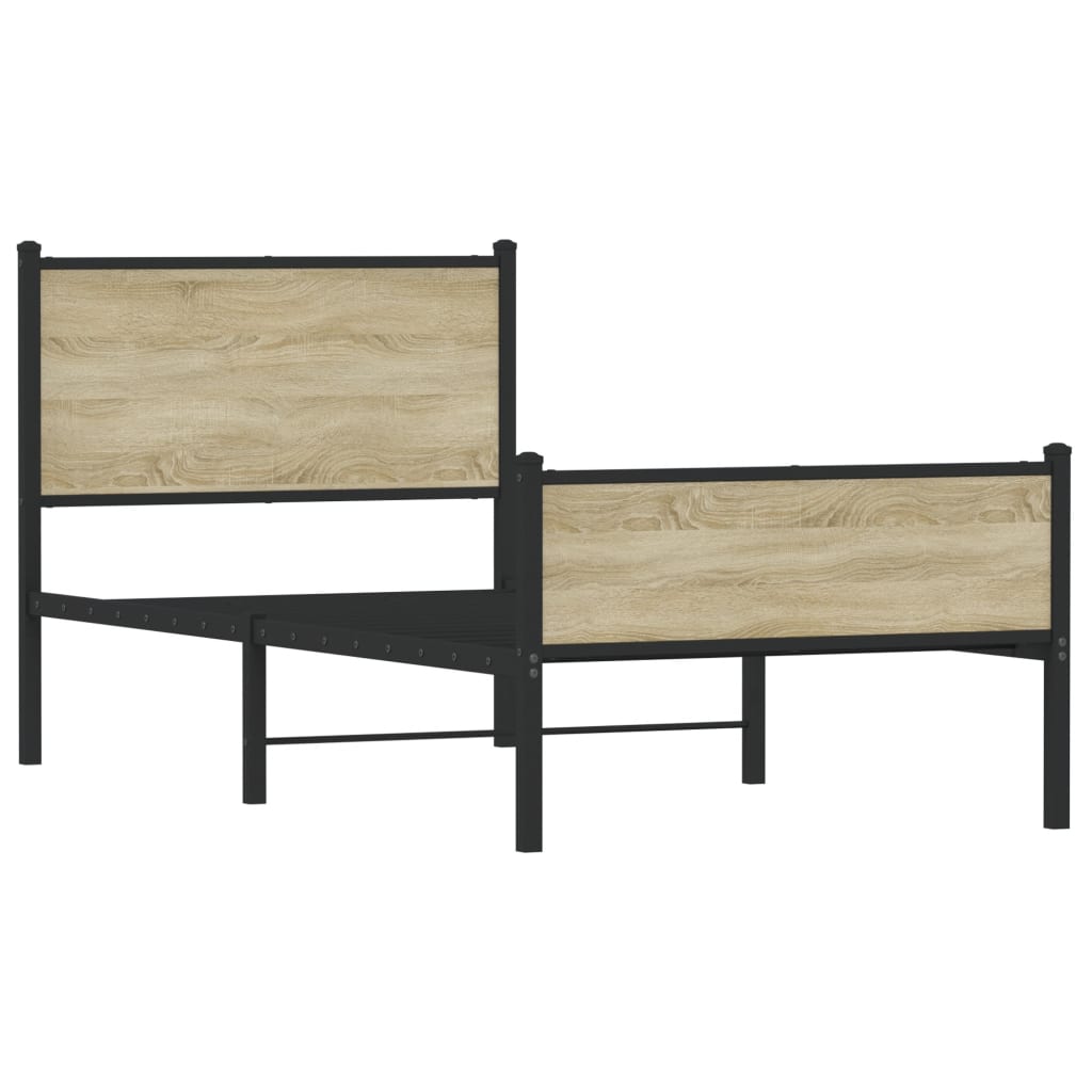 Vidaxl bedframe zonder matras metaal sonoma eikenkleurig 90x200 cm
