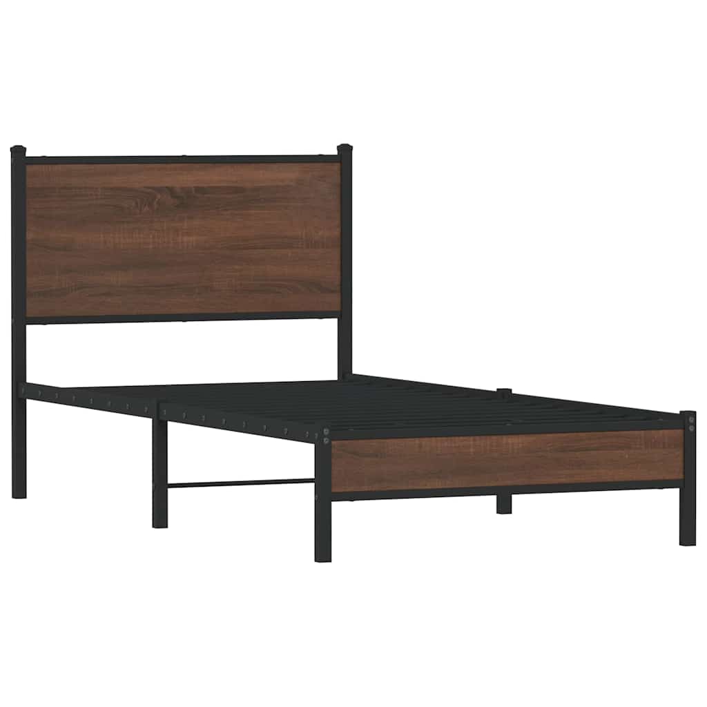 Vidaxl bedframe zonder matras metaal bruin eikenkleurig 80x200 cm