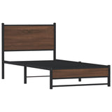 Vidaxl bedframe zonder matras metaal bruin eikenkleurig 75x190 cm