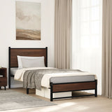 Vidaxl bedframe zonder matras metaal bruin eikenkleurig 75x190 cm