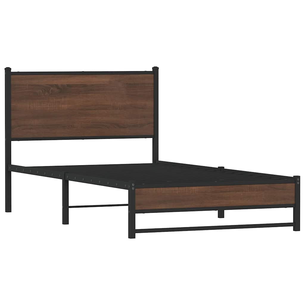 Vidaxl bedframe zonder matras metaal bruin eikenkleurig 100x200 cm