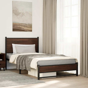 Vidaxl bedframe zonder matras metaal bruin eikenkleurig 100x200 cm