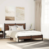 Vidaxl bedframe zonder matras metaal bruin eikenkleurig 140x190 cm