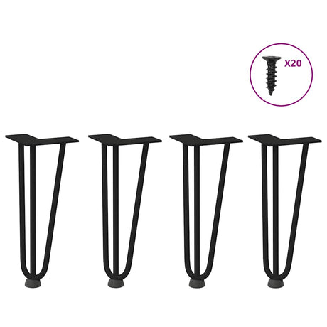 Vidaxl haarnadelpoten voor salontafel 4 st 30 cm massief staal zwart