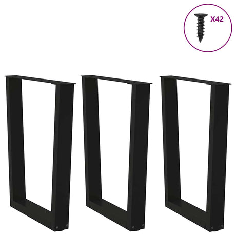 Vidaxl eettafelpoten 3 st v-vormig 70x(72-73,3) cm staal zwart