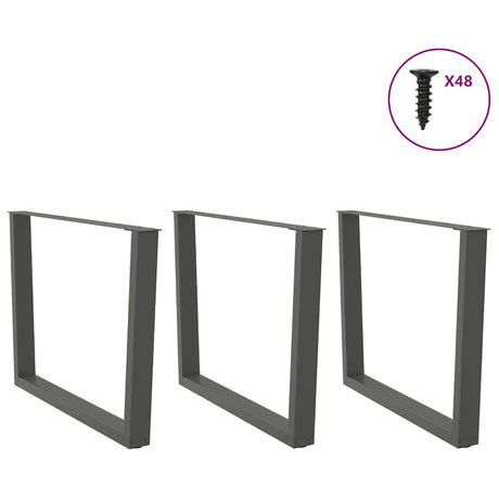 Vidaxl eettafelpoten 3 st v-vormig 100x(72-73,3) cm staal antraciet