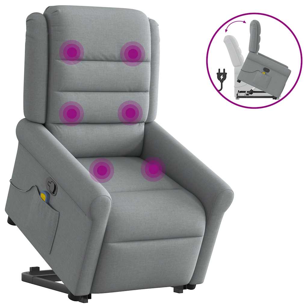 Vidaxl sta-op-massagestoel verstelbaar stof lichtgrijs