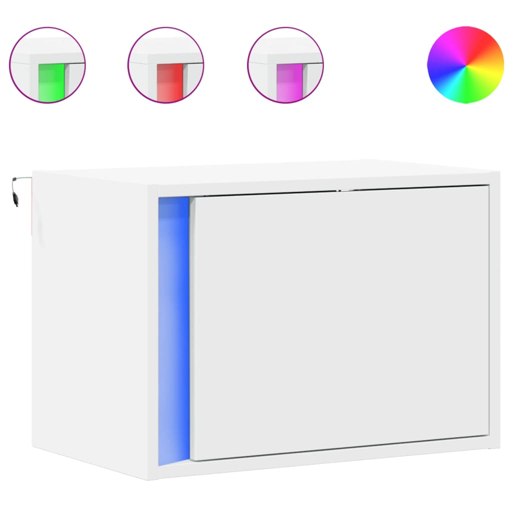 Vidaxl nachtkastjes met led's 2 st wandgemonteerd wit