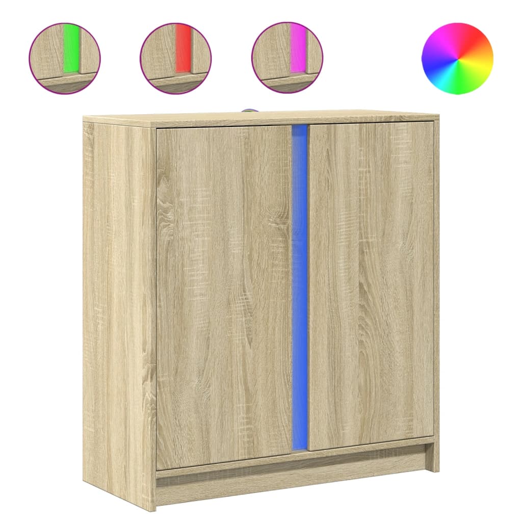 Vidaxl dressoir met led 77x34x85 cm bewerkt hout sonoma eikenkleurig