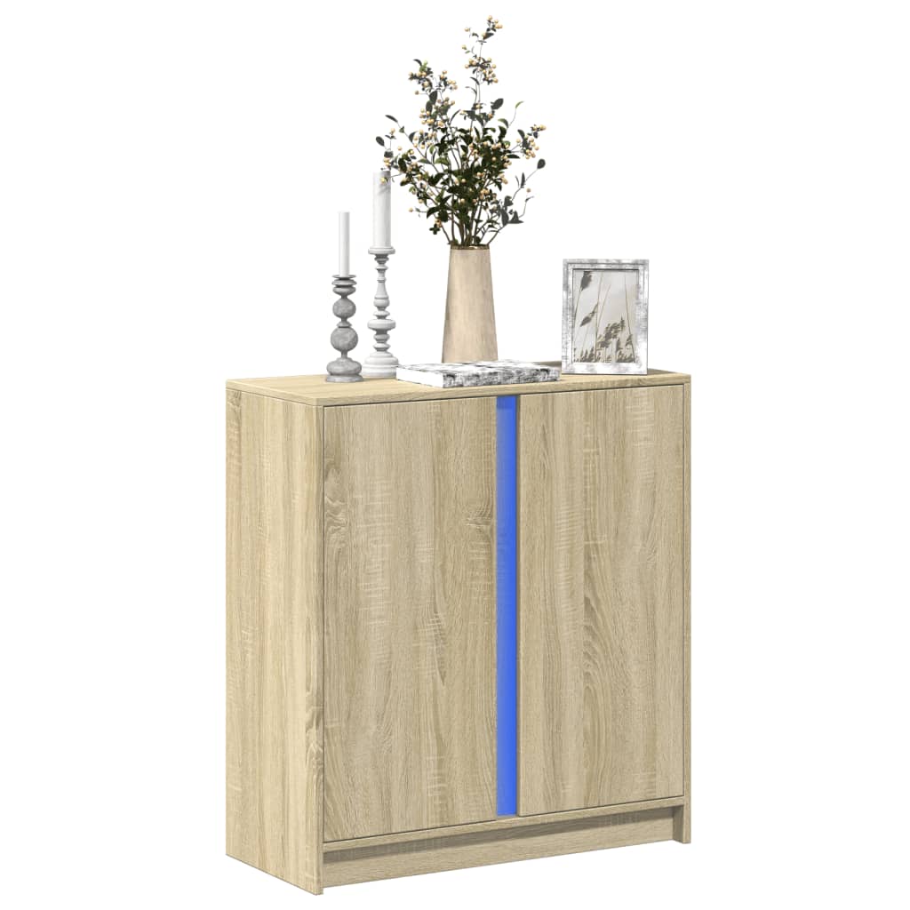 Vidaxl dressoir met led 77x34x85 cm bewerkt hout sonoma eikenkleurig
