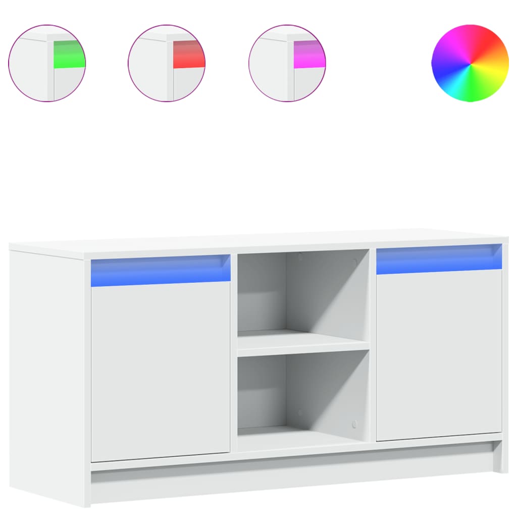 Vidaxl tv-meubel met led 100x34x50 cm bewerkt hout wit