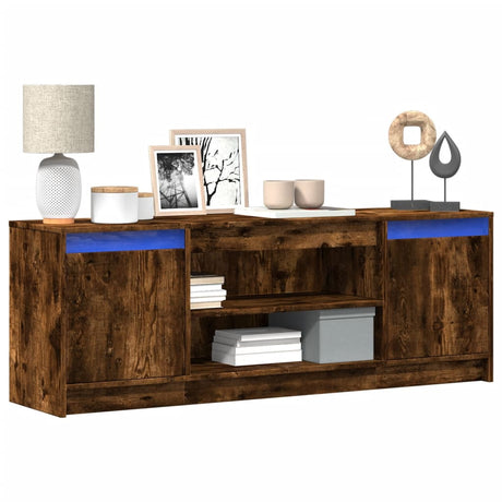 Vidaxl tv-meubel met led 139,5x34x50 cm bewerkt hout gerookt eiken