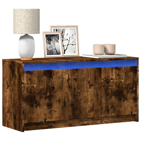 Vidaxl tv-meubel met led 100x34x50 cm bewerkt hout gerookt eikenkleur