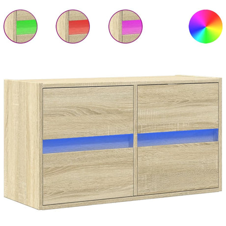 Vidaxl tv-wandmeubel met led-verlichting 80x31x45 cm sonoma eikenkleur