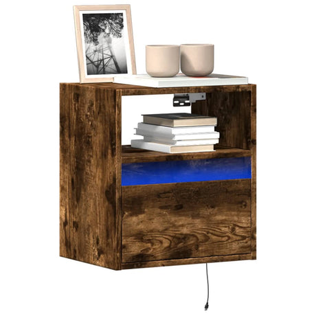 Vidaxl tv-wandmeubel met led-verlichting 41x31x45 cm gerookt eiken