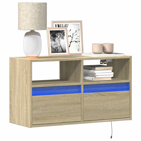 Vidaxl tv-wandmeubel met led-verlichting 80x31x45 cm sonoma eikenkleur