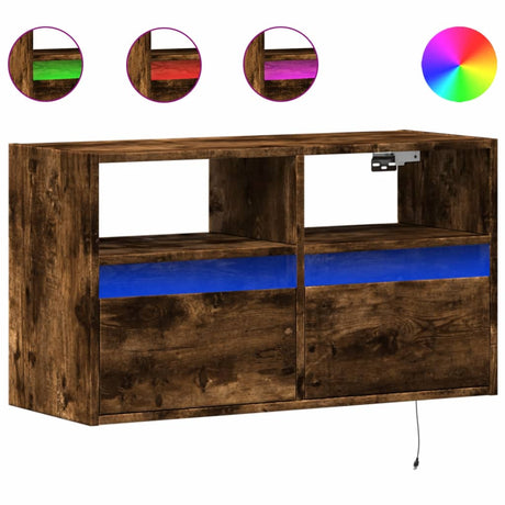 Vidaxl tv-wandmeubel met led-verlichting 80x31x45 cm gerookt eiken