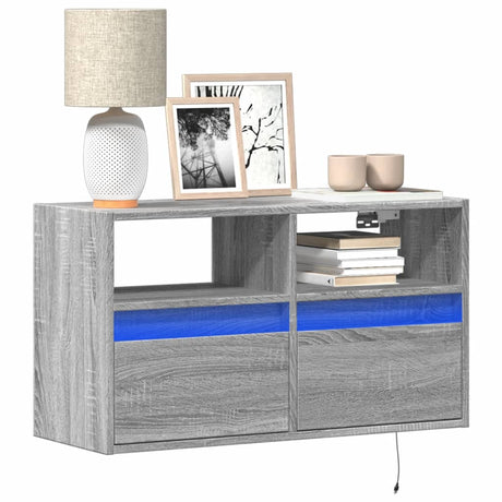 Vidaxl tv-wandmeubel met led 80x31x45 cm grijs sonoma eikenkleurig