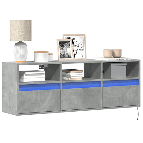 Vidaxl tv-wandmeubel met led-verlichting 130x31x45 cm betongrijs