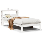 Vidaxl bedframe met hoofdbord massief grenenhout wit 75x190 cm