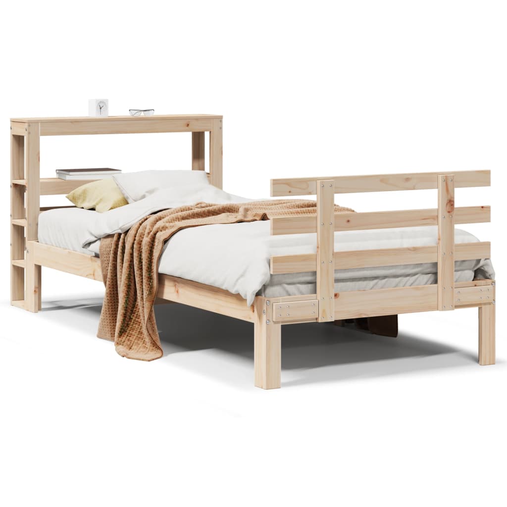 Vidaxl bedframe met hoofdbord massief grenenhout 90x190 cm