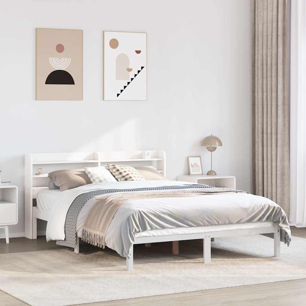 Vidaxl bedframe zonder matras massief grenenhout wit 135x190 cm