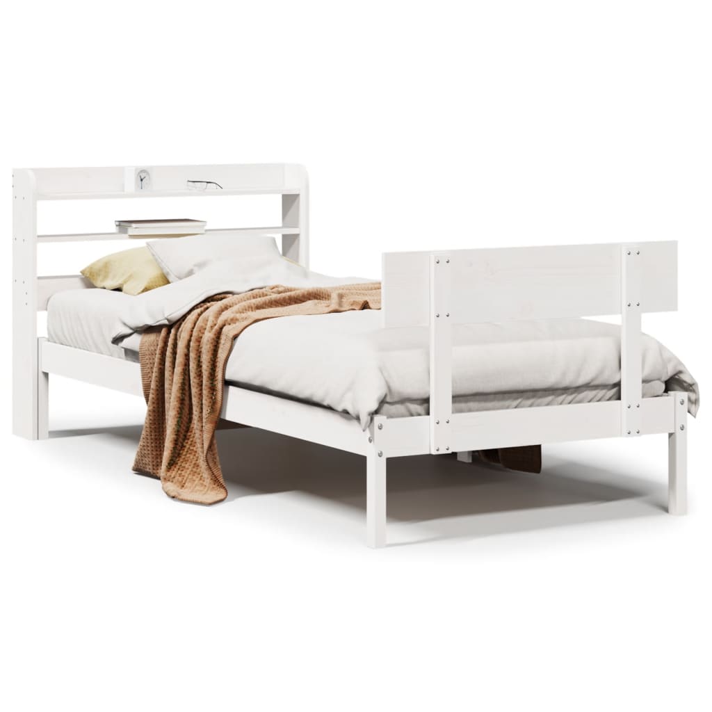 Vidaxl bedframe zonder matras massief grenenhout wit 75x190 cm