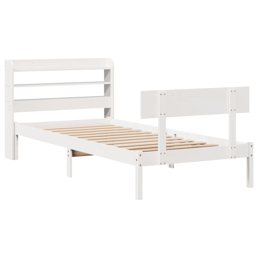 Vidaxl bedframe zonder matras massief grenenhout wit 90x200 cm