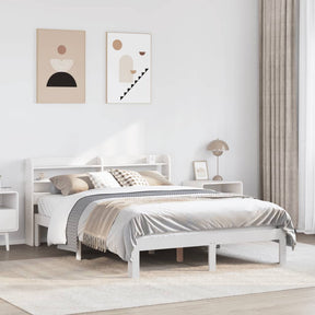 Vidaxl bedframe met hoofdbord massief grenenhout wit 135x190 cm