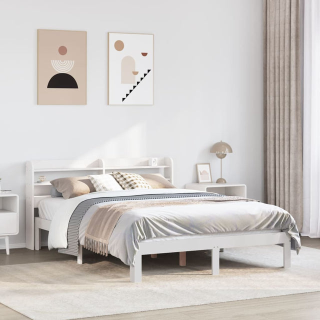 Vidaxl bedframe met hoofdeinde zonder matras 140x200 cm wit