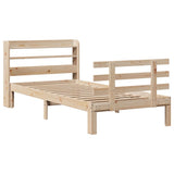 Vidaxl bedframe met hoofdbord massief grenenhout 75x190 cm