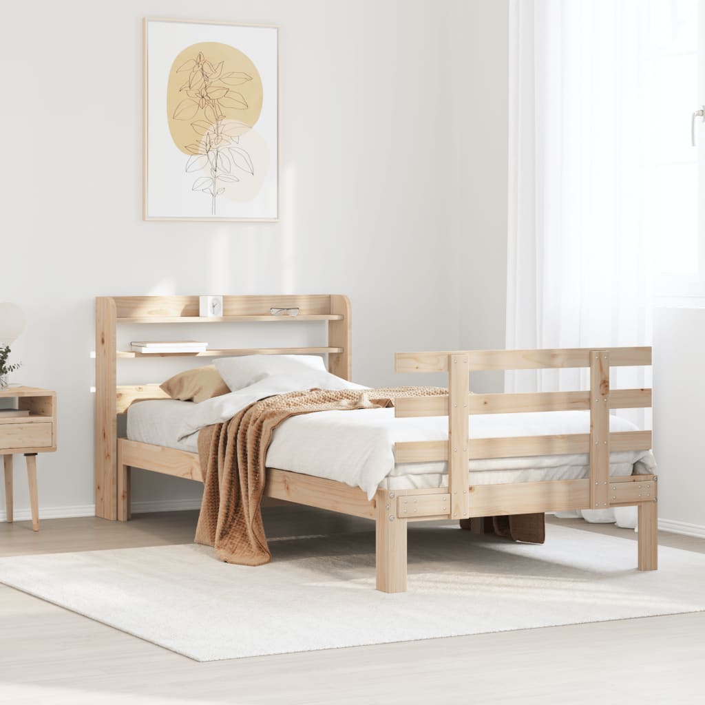 Vidaxl bedframe met hoofdbord massief grenenhout 90x200 cm