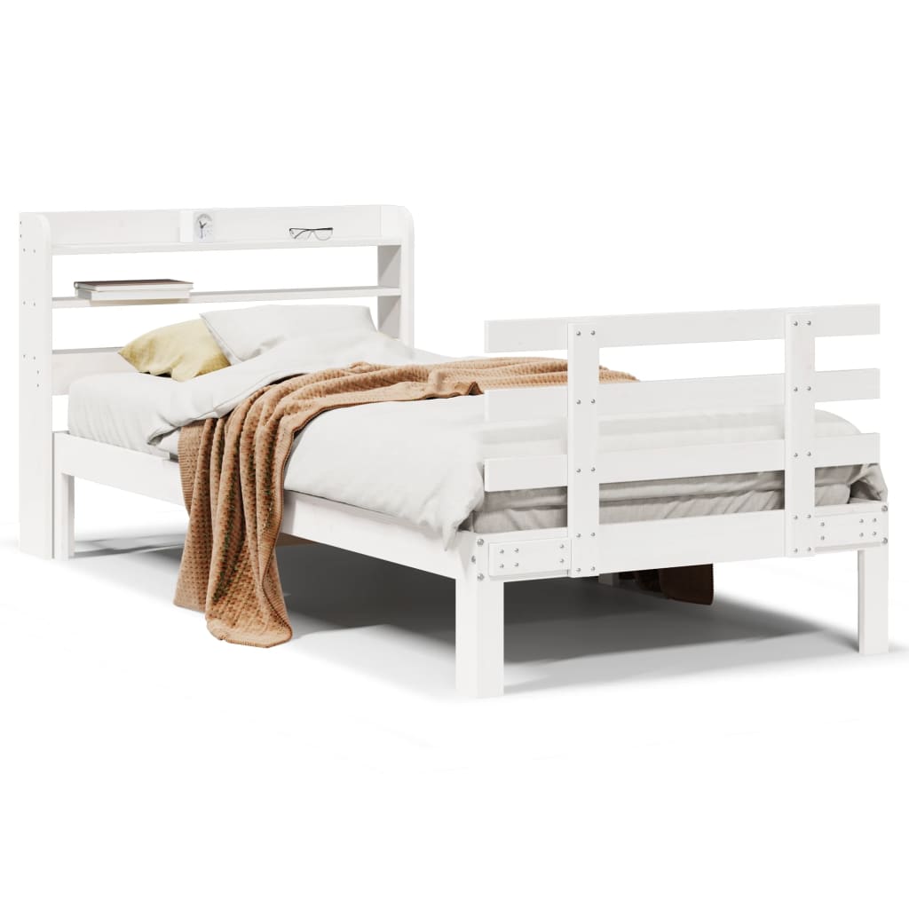 Vidaxl bedframe met hoofdeinde zonder matras 90x200 cm wit