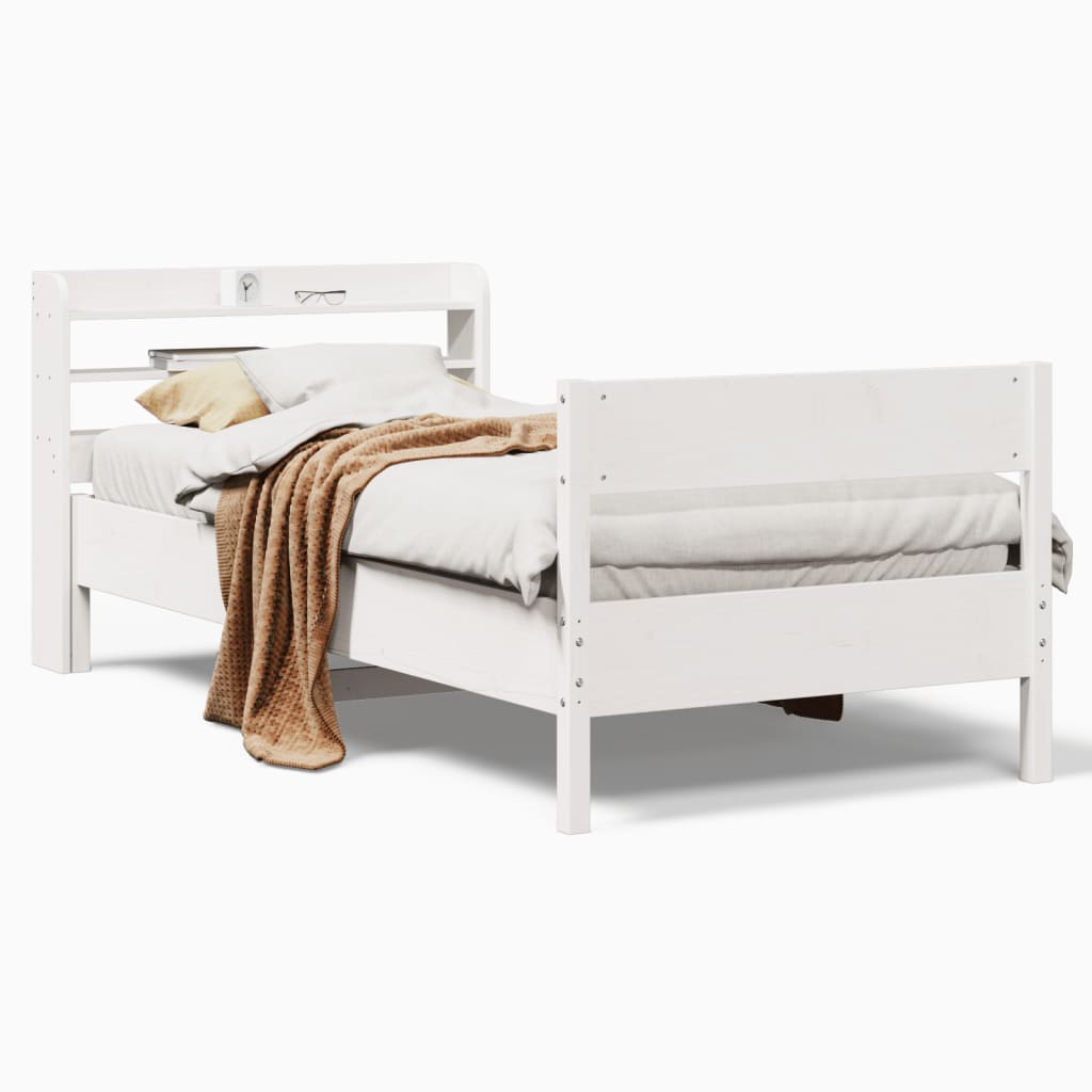Vidaxl bedframe zonder matras massief grenenhout wit 75x190 cm
