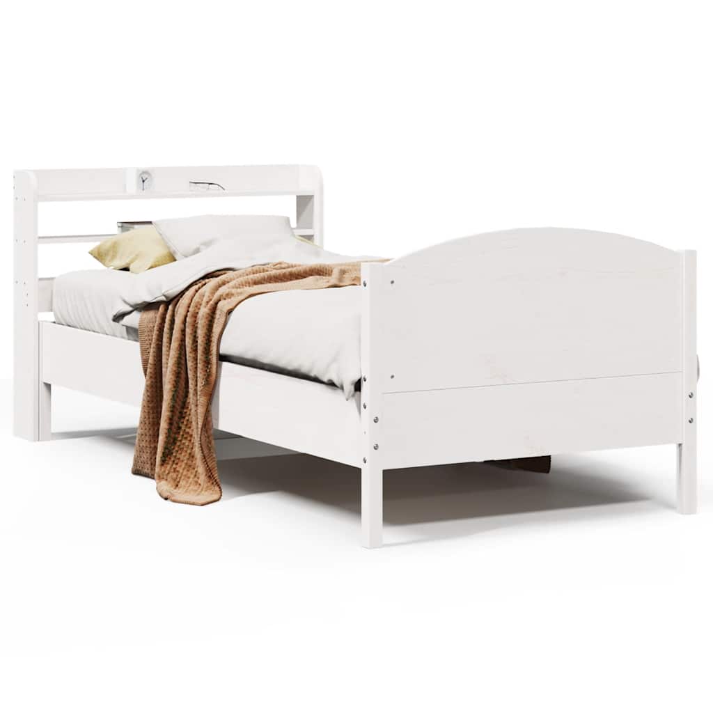 Vidaxl bedframe zonder matras massief grenenhout wit 75x190 cm
