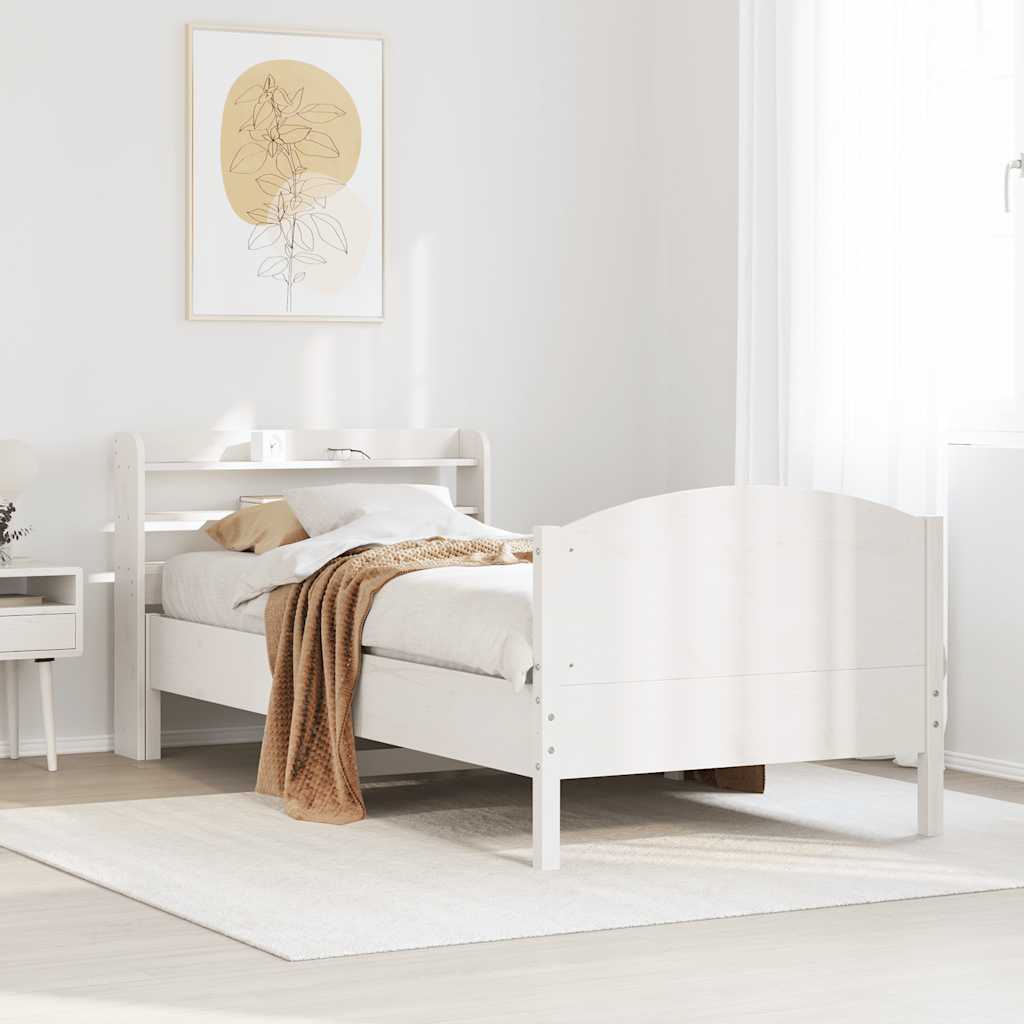 Vidaxl bedframe zonder matras massief grenenhout wit 75x190 cm