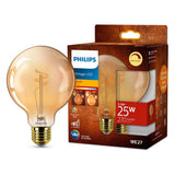 Przyciemniana kula LED Philips G95 E27 60W, szklana bursztynowa