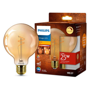 Przyciemniana kula LED Philips G95 E27 60W, szklana bursztynowa