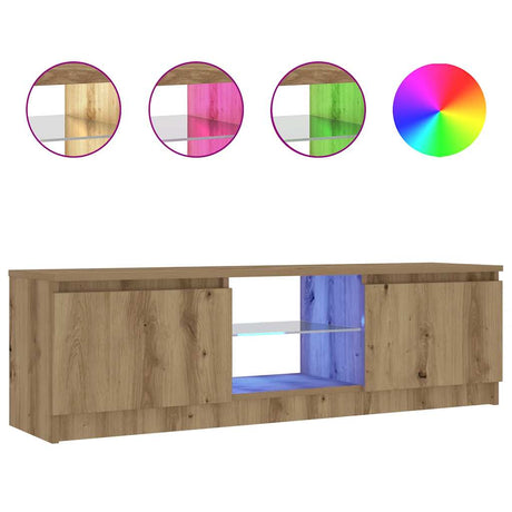 Vidaxl tv-meubel met led 120x30x36 cm bewerkt hout artisanaal eiken