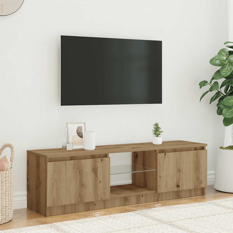 Vidaxl tv-meubel met led 120x30x36 cm bewerkt hout artisanaal eiken