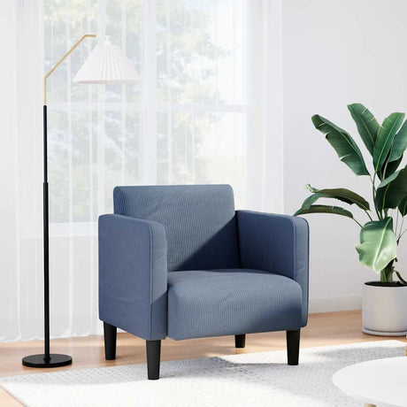 Vidaxl fauteuil met armleuningen 54 cm corduroy stof blauw