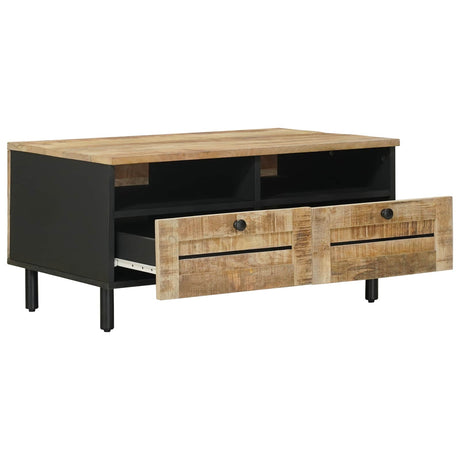 Vidaxl salontafel bruin en zwart 80 x 54 x 40 cm massief mango hout