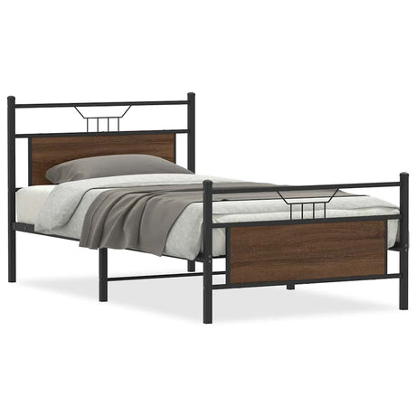 Vidaxl bedframe zonder matras bewerkt hout bruin eikenkleur 100x200 cm