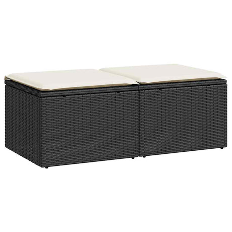 Vidaxl 2-delige loungeset met kussens poly rattan acacia zwart