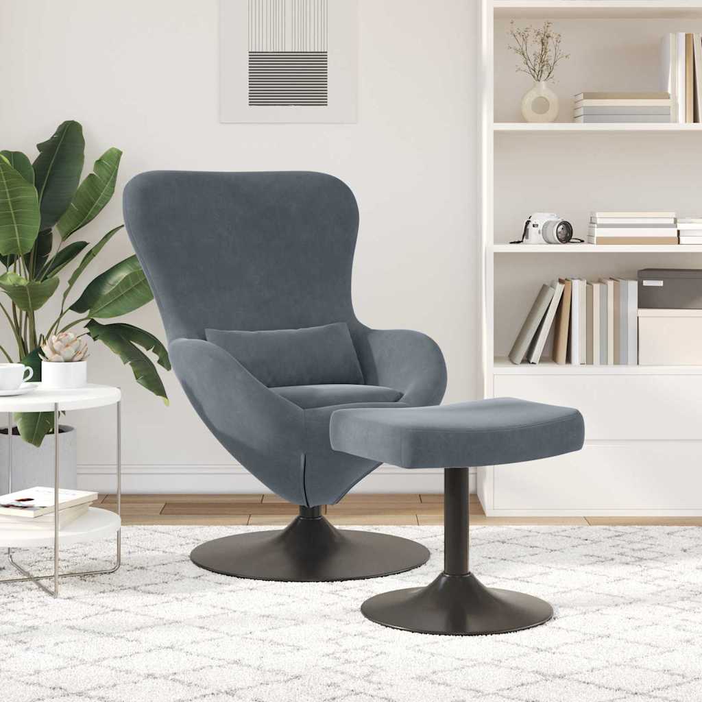 Vidaxl egg chair met voetsteun donkergrijs fluweel