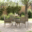Vidaxl tuin eettafelset 5 st grijs poly rattan